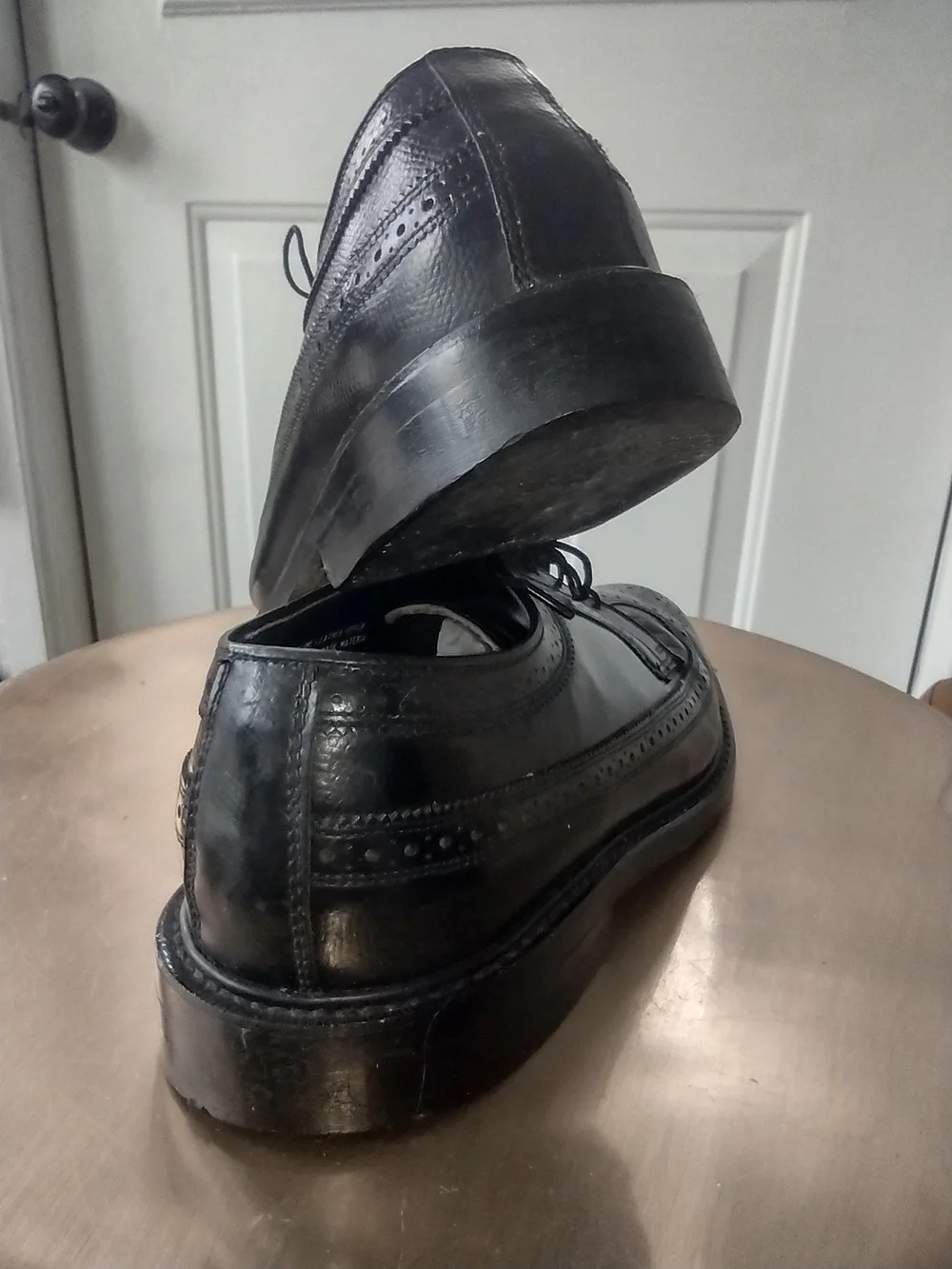 Thom McAn Black Leather Wingtip Oxfords